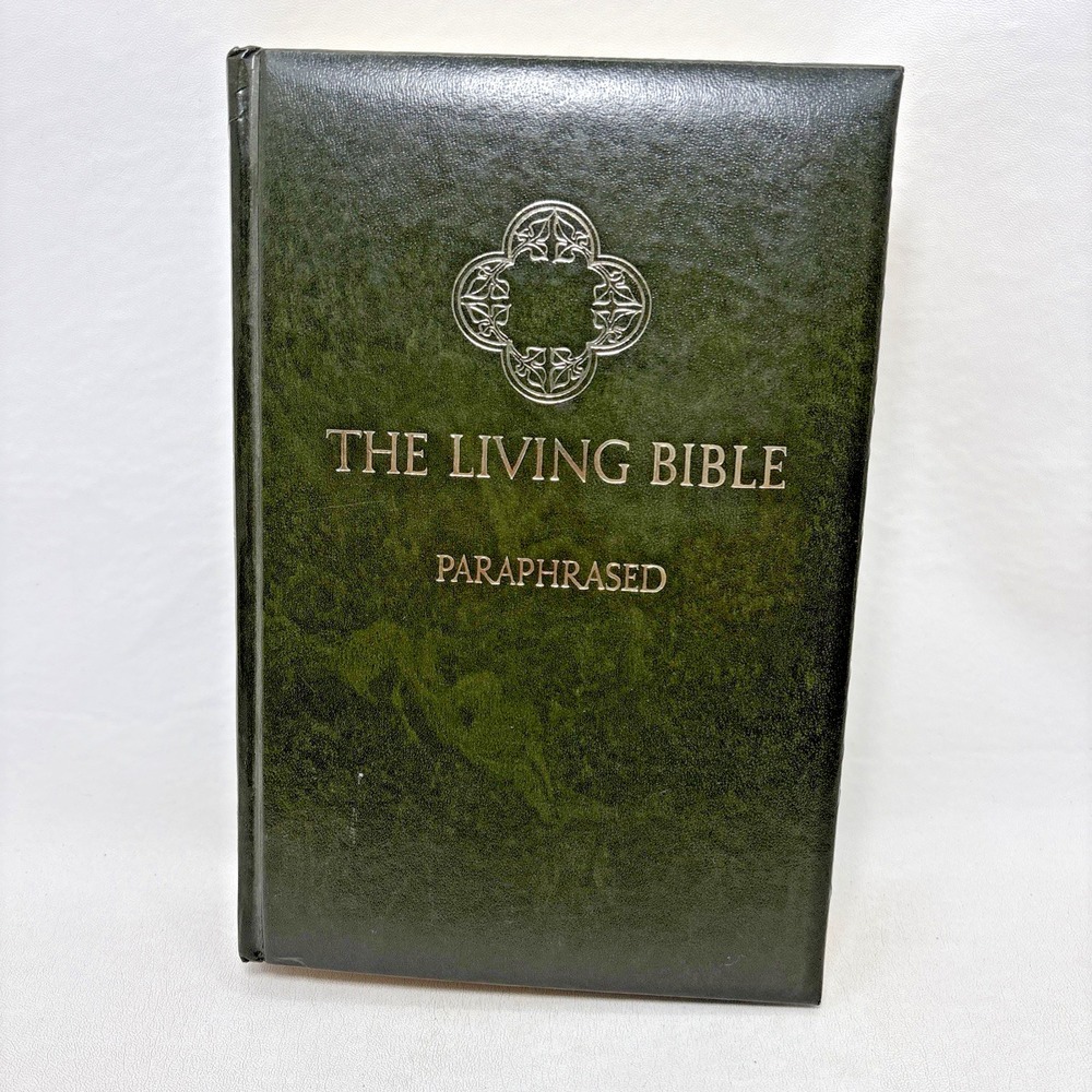 The Living Bible Paraphrased Tyndale House Padded Hardcover Green Vintage 1974